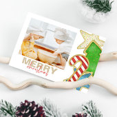 クリスマスウォーターカラーかわいいクッキー1フォトホリデー シーズンポストカード