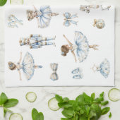 クリスマスウォーターカラーくるみ割りパターン キッチンタオル (折り畳み)