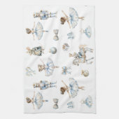 クリスマスウォーターカラーくるみ割りパターン キッチンタオル (縦)