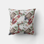 クリスマスウォーターカラーくるみ割りランタンパターン クッション (裏面)