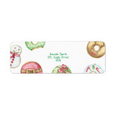 クリスマスウォーターカラーのドーナツCookie ラベル (正面)