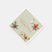 クリスマスウォーターカラーのミストレカスタムートメッセージ名 スタンダードカクテルナプキン (角)