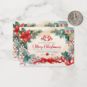クリスマスウォーターカラーの古いフラット招待状 ノートカード (正面/裏面インサイチュ)