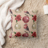 クリスマスウォーターカラーの鳥のボーブルパターン クッション (ブランケット)