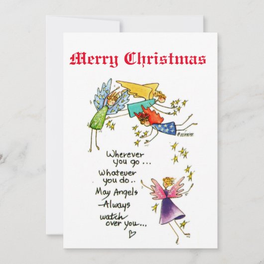 クリスマスウォーターカラーアートで天使と一緒 招待状 (正面)