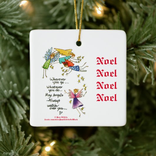 クリスマスウォーターカラーアートインヴィータで天使と一緒に セラミックオーナメント (ツリー)