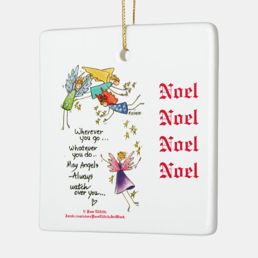 クリスマスウォーターカラーアートインヴィータで天使と一緒に セラミックオーナメント (左)