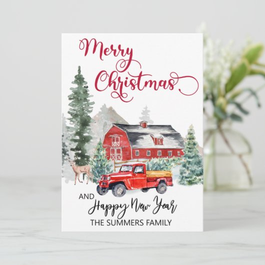 クリスマスウォーターカラーウィンターバーンカントリートラック シーズンカード (スタンド正面)