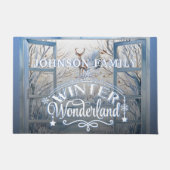 クリスマスウォーターカラーウィンターワンダーランド装飾 ドアマット (正面)