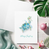 クリスマスウォーターカラーウミガメのグリーティングカード カード