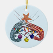 クリスマスウォーターカラーエビ甲殻類 セラミックオーナメント (正面)