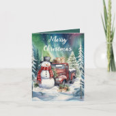 クリスマスウォーターカラーカントリートラック追加文字 シーズンカード (正面)