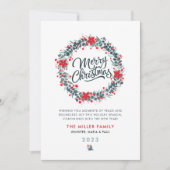 クリスマスウォーターカラーグリーナリーベリーリーススクリプト シーズンカード (正面)