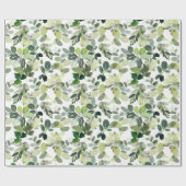 クリスマスウォーターカラーグリーナリーホリデー ラッピングペーパー (フラット)