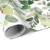 クリスマスウォーターカラーグリーナリーホリデー ラッピングペーパー (ロールコーナー)