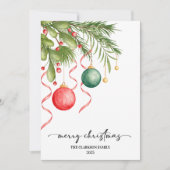 クリスマスウォーターカラーグリーンリースクリスマス シーズンカード (正面)