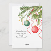 クリスマスウォーターカラーグリーンリースクリスマス シーズンカード (裏面)