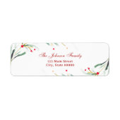 クリスマスウォーターカラーグリーンリー差出人住所 ラベル (正面)