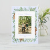 クリスマスウォーターカラーグリーンリー植物青淡い色の色 シーズンカード (スタンド正面)