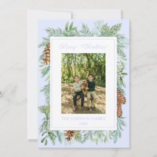 クリスマスウォーターカラーグリーンリー植物青淡い色の色 シーズンカード