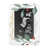 クリスマスウォーターカラーグリーン&ベリー マグネット (縦)