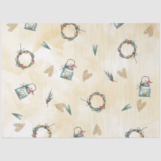 クリスマスウォーターカラーゴールドIデザイン9 薄葉紙 (正面)