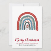 クリスマスウォーターカラーサンタレインボーフラットカード (正面)