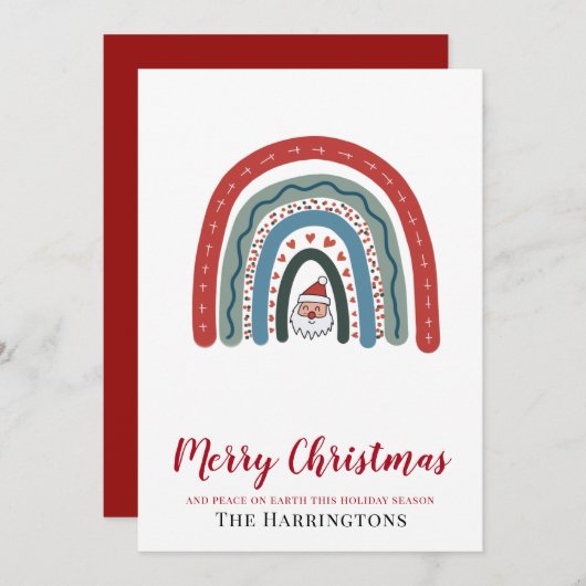 クリスマスウォーターカラーサンタレインボーフラットカード (正面/裏面)
