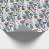 クリスマスウォーターカラースノースキーヤー ラッピングペーパー (角)