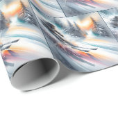 クリスマスウォーターカラースノースキーヤー ラッピングペーパー (ロールコーナー)