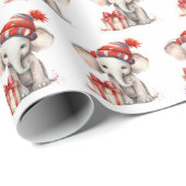 クリスマスウォーターカラーゾウ ラッピングペーパー (ロールコーナー)