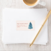 クリスマスウォーターカラーツリーメリークリスマスアドレス ラベル (インサイチュ)