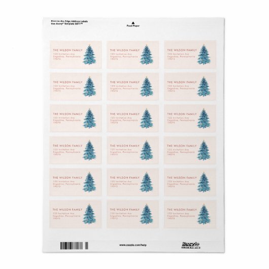 クリスマスウォーターカラーツリーメリークリスマスアドレス ラベル (フルシート)