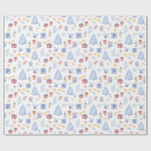 クリスマスウォーターカラーツリー贈与用キャンディスター白 ラッピングペーパー (フラット)