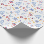 クリスマスウォーターカラーツリー贈与用キャンディスター白 ラッピングペーパー (角)