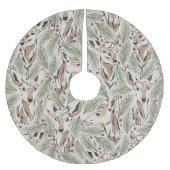 クリスマスウォーターカラーディアー&パインツリー ブラッシュドポリエステルツリースカート (正面)