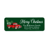 クリスマスウォーターカラートラックグリーン差出人住所 ラベル (正面)