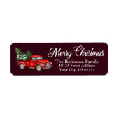 クリスマスウォーターカラートラックバーガンディ差出人住所 ラベル (正面)