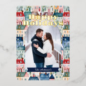 クリスマスウォーターカラーハウス 箔シーズンカード (正面)