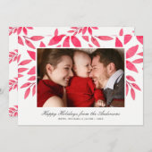 クリスマスウォーターカラーハン絵を描ドポインセチア写真 シーズンカード (正面/裏面)