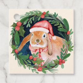 クリスマスウォーターカラーバニーラビットリース緑 フェイバータグ