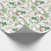 クリスマスウォーターカラーバラピネコーンブランチ ラッピングペーパー (角)
