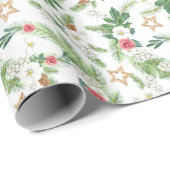 クリスマスウォーターカラーパインブランチミスタントー ラッピングペーパー (ロールコーナー)
