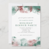クリスマスウォーターカラービジネスホリデーディナーパーティー 招待状 (正面)
