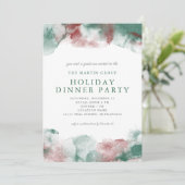 クリスマスウォーターカラービジネスホリデーディナーパーティー 招待状 (スタンド正面)