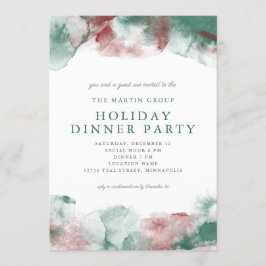 クリスマスウォーターカラービジネスホリデーディナーパーティー 招待状