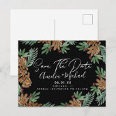 クリスマスウォーターカラーピネコーンブラック日付を保存 ポストカード (正面/裏面)