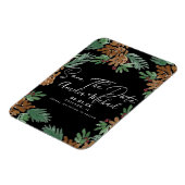 クリスマスウォーターカラーピネコーンブラック日付を保存 マグネット (左側)