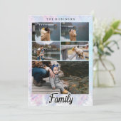 クリスマスウォーターカラーピンクブルーファミリー雪の木 カード (スタンド正面)