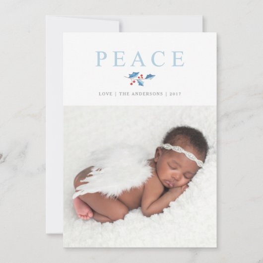 クリスマスウォーターカラーピースホリーブランチホリデー シーズンカード (正面)